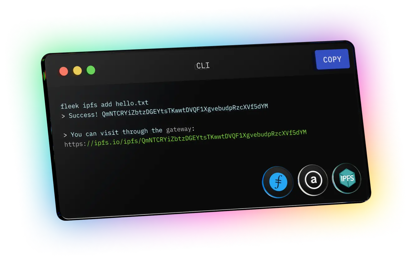 upload to ipfs with the fleekxyz cli